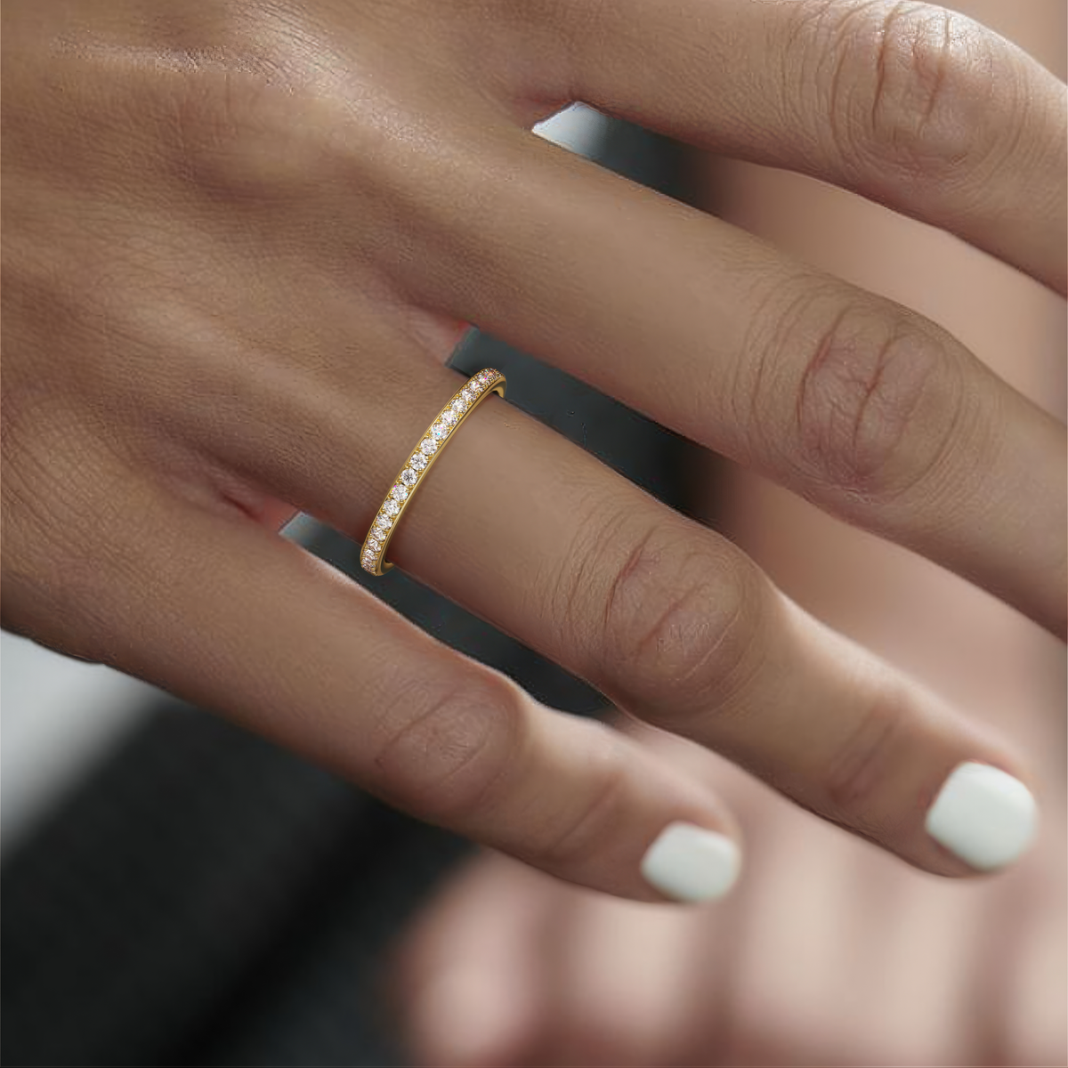 CANAL 92-2 Half Eternity Ring worn on hand, 18K yellow gold