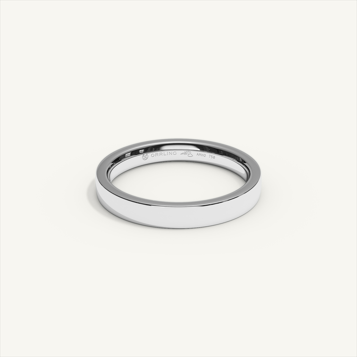 ECHELON 3 mm — 18K white gold plain wedding band, product view 0