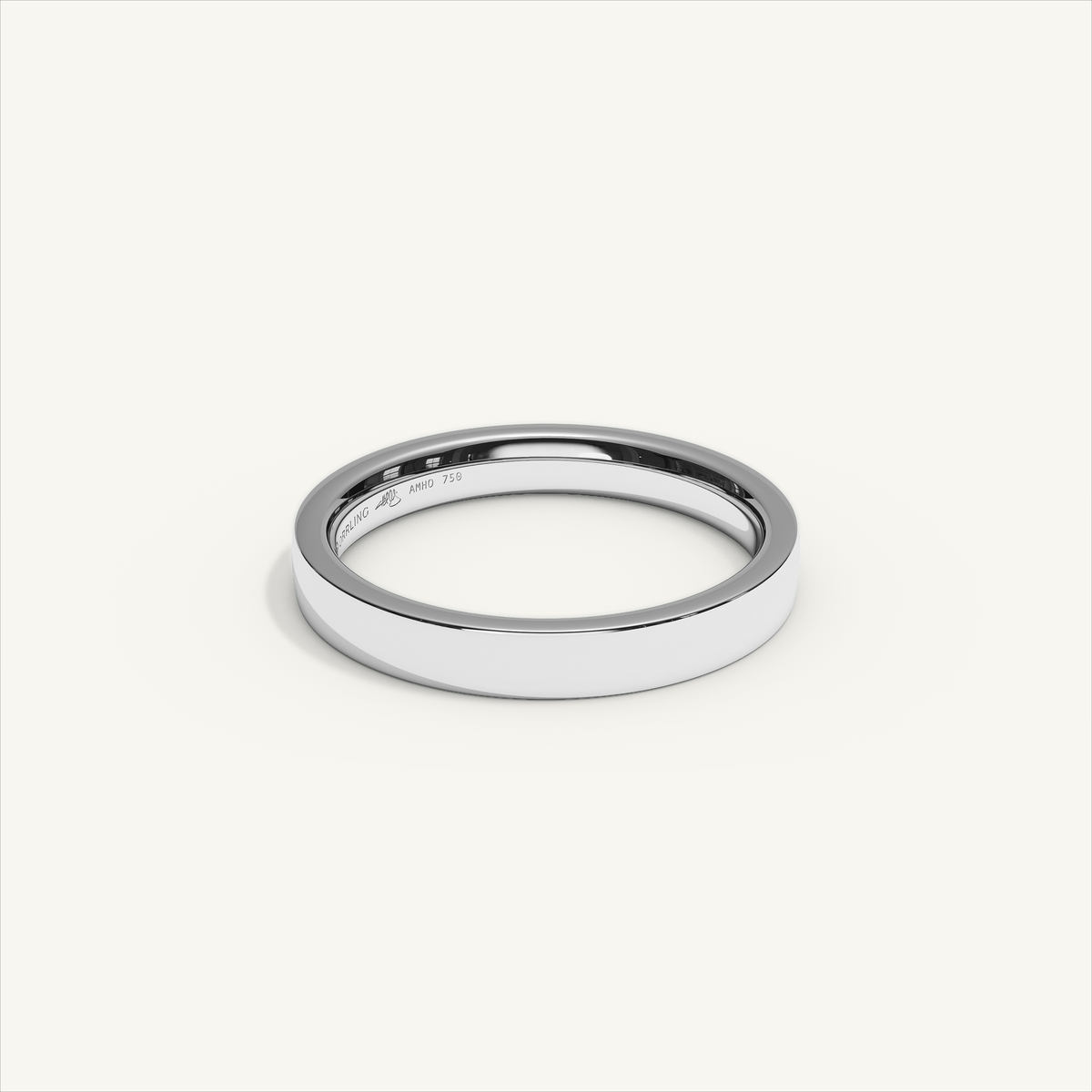 ECHELON 3 mm — 18K white gold plain wedding band, product view 1