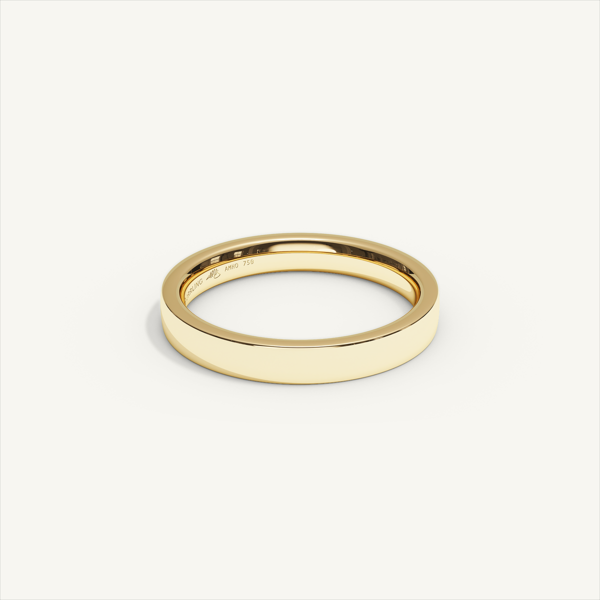 ECHELON 3 mm — 18K yellow gold plain wedding band, product view 1