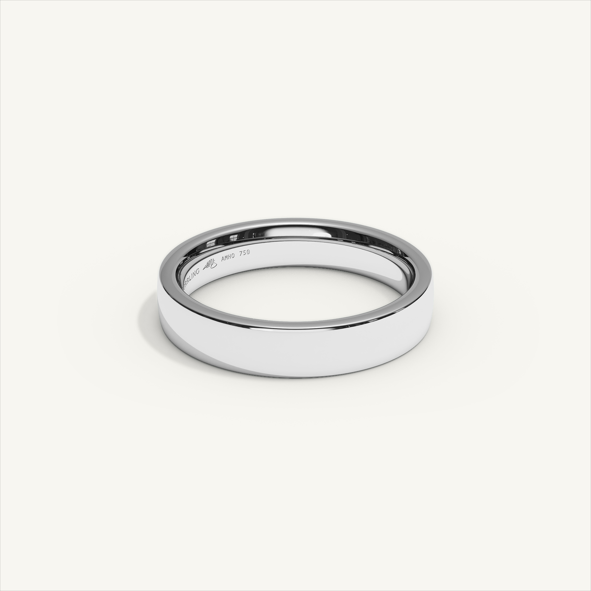 ECHELON 4 mm — 18K white gold plain wedding band, product view 1