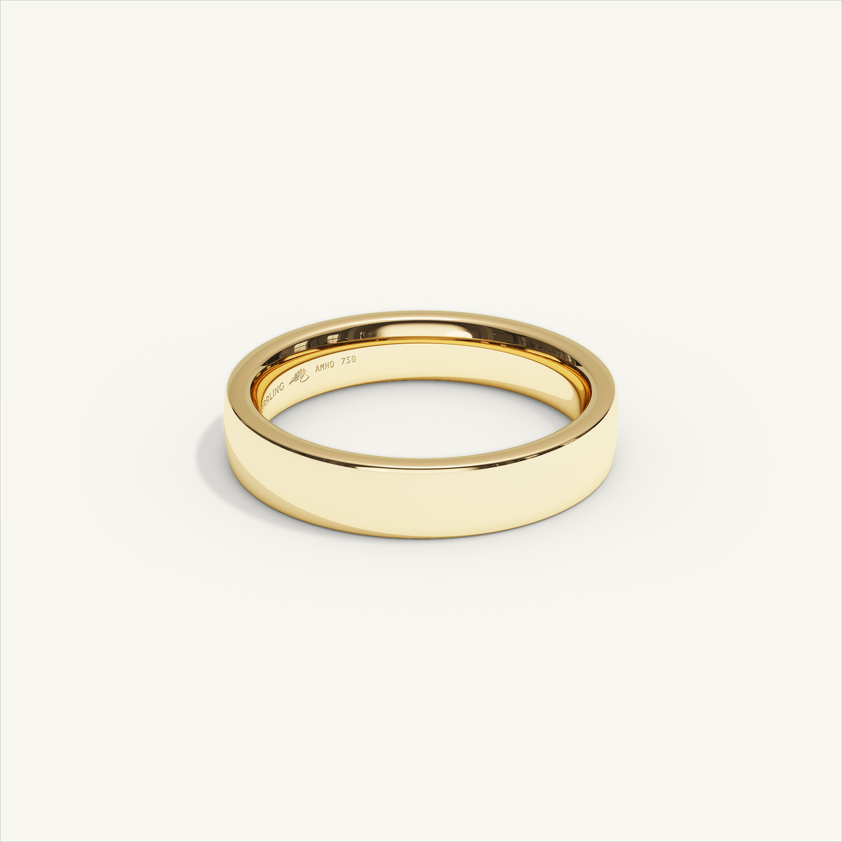 ECHELON 4 mm — 18K yellow gold plain wedding band, product view 1
