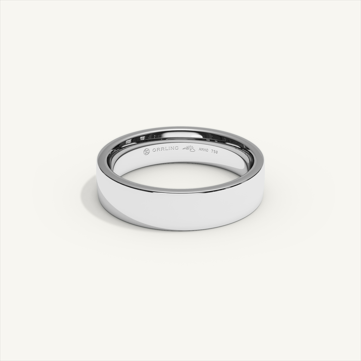 ECHELON 5 mm — 18K white gold plain wedding band, product view 0