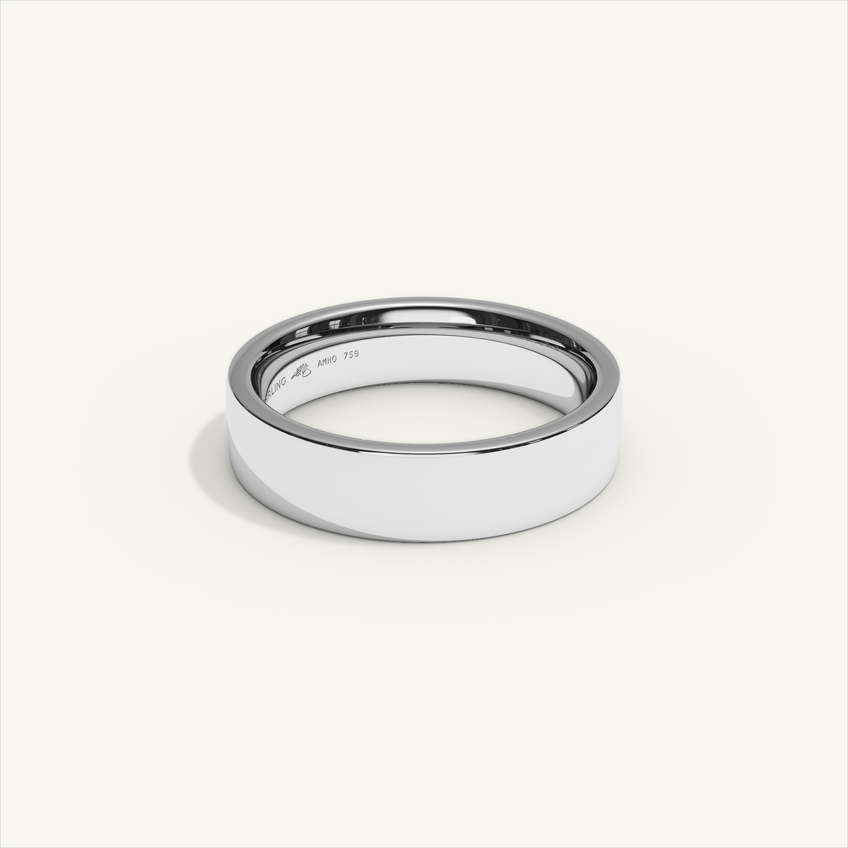 ECHELON 5 mm — 18K white gold plain wedding band, product view 1