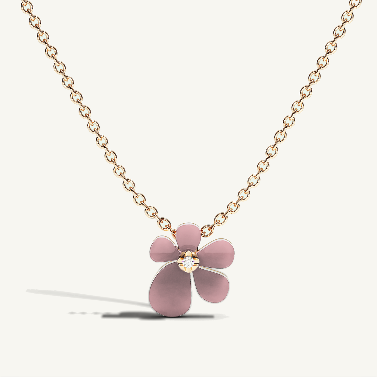 Gisela Rose Quartz Solitaire Necklace — view 1
