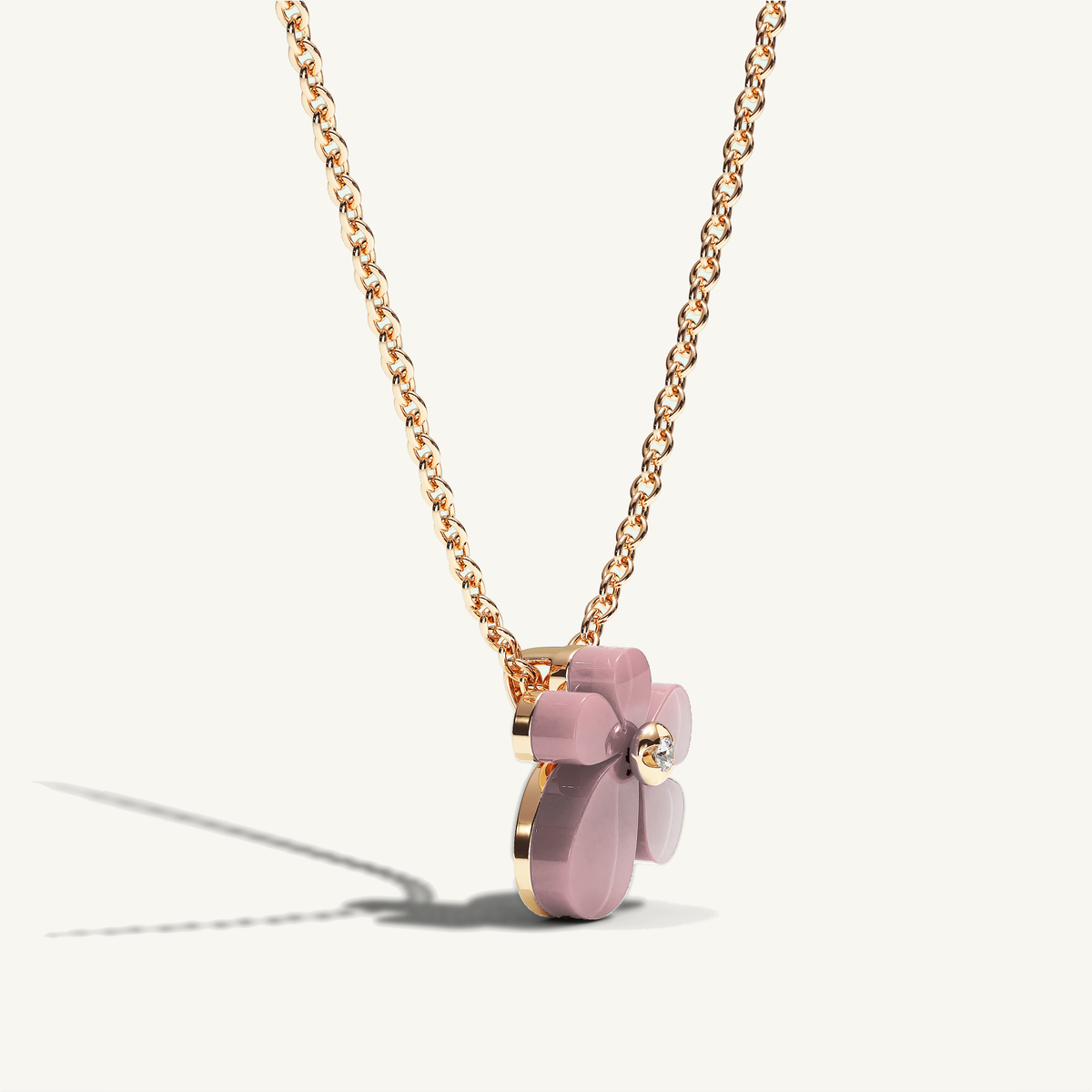 Gisela Rose Quartz Solitaire Necklace — view 2