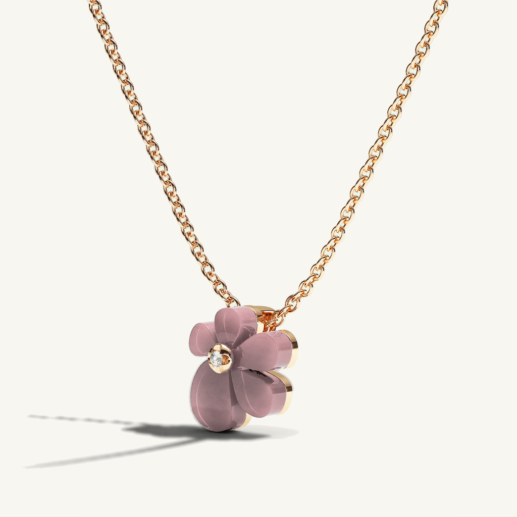 Gisela Rose Quartz Solitaire Necklace — view 3
