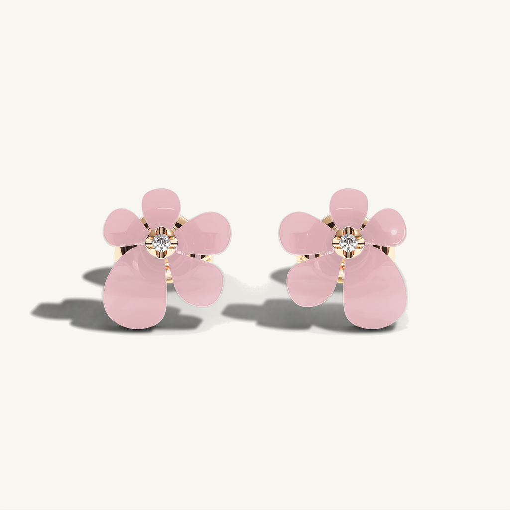 Gisela Rose Quartz Studs — view 1