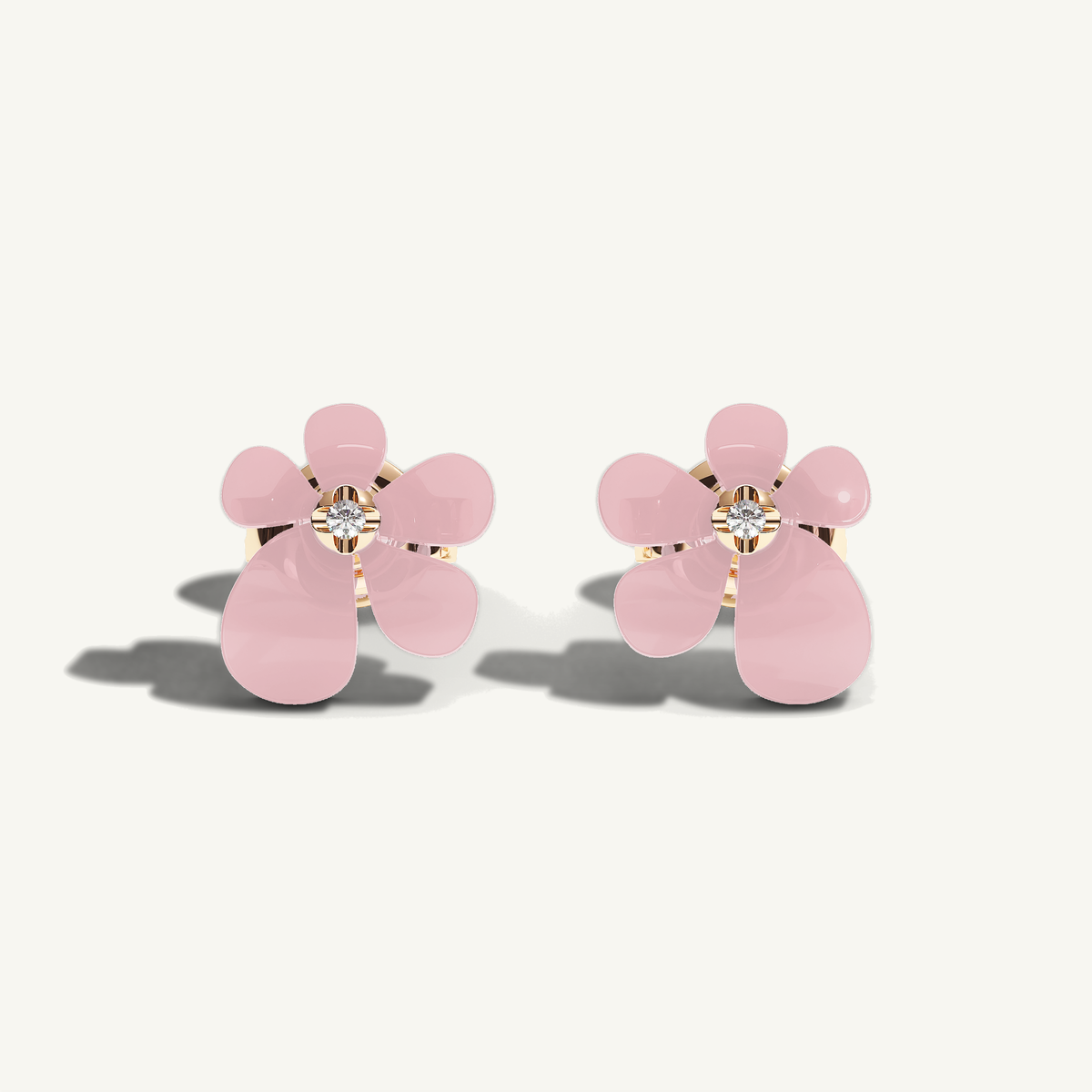 Gisela Rose Quartz Studs — view 1