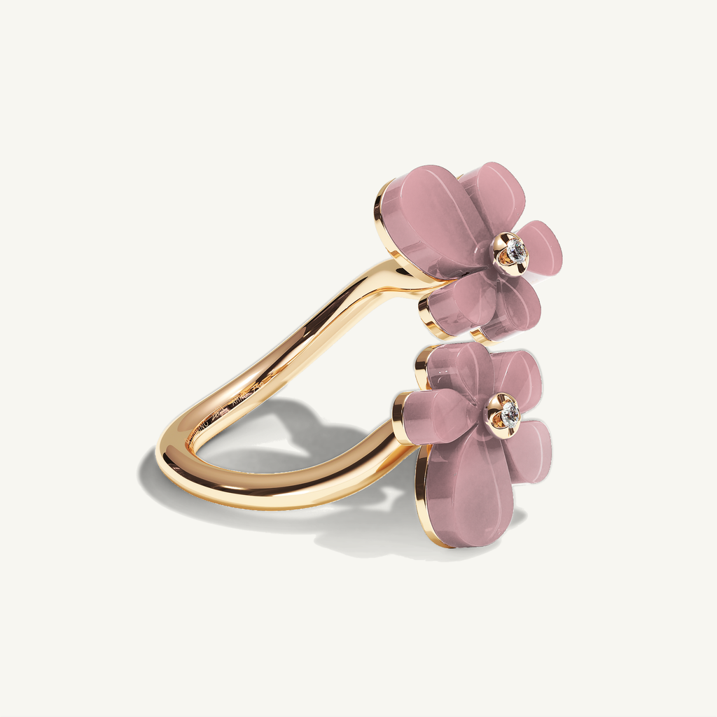 Gisela Rose Quartz Siblings Ring — view 2