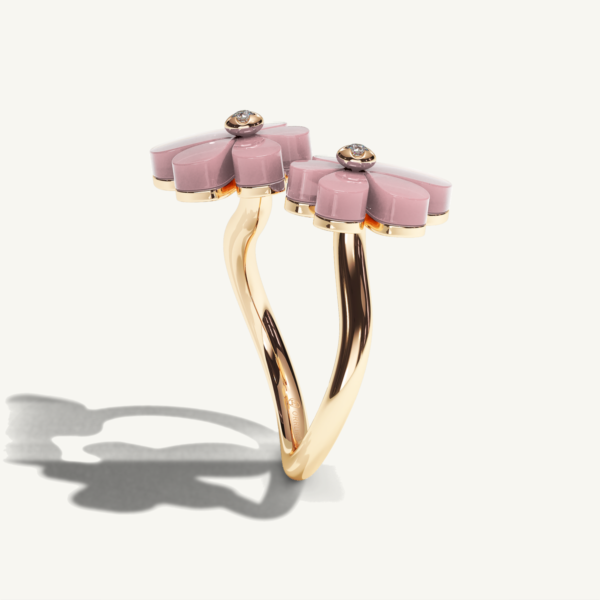 Gisela Rose Quartz Siblings Ring — view 4