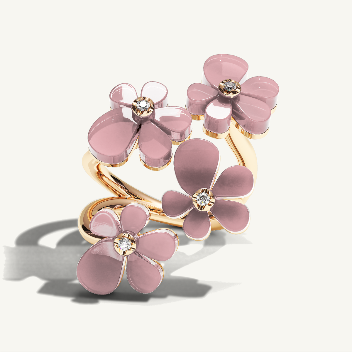 Gisela Rose Quartz Tetra Ring — view 1