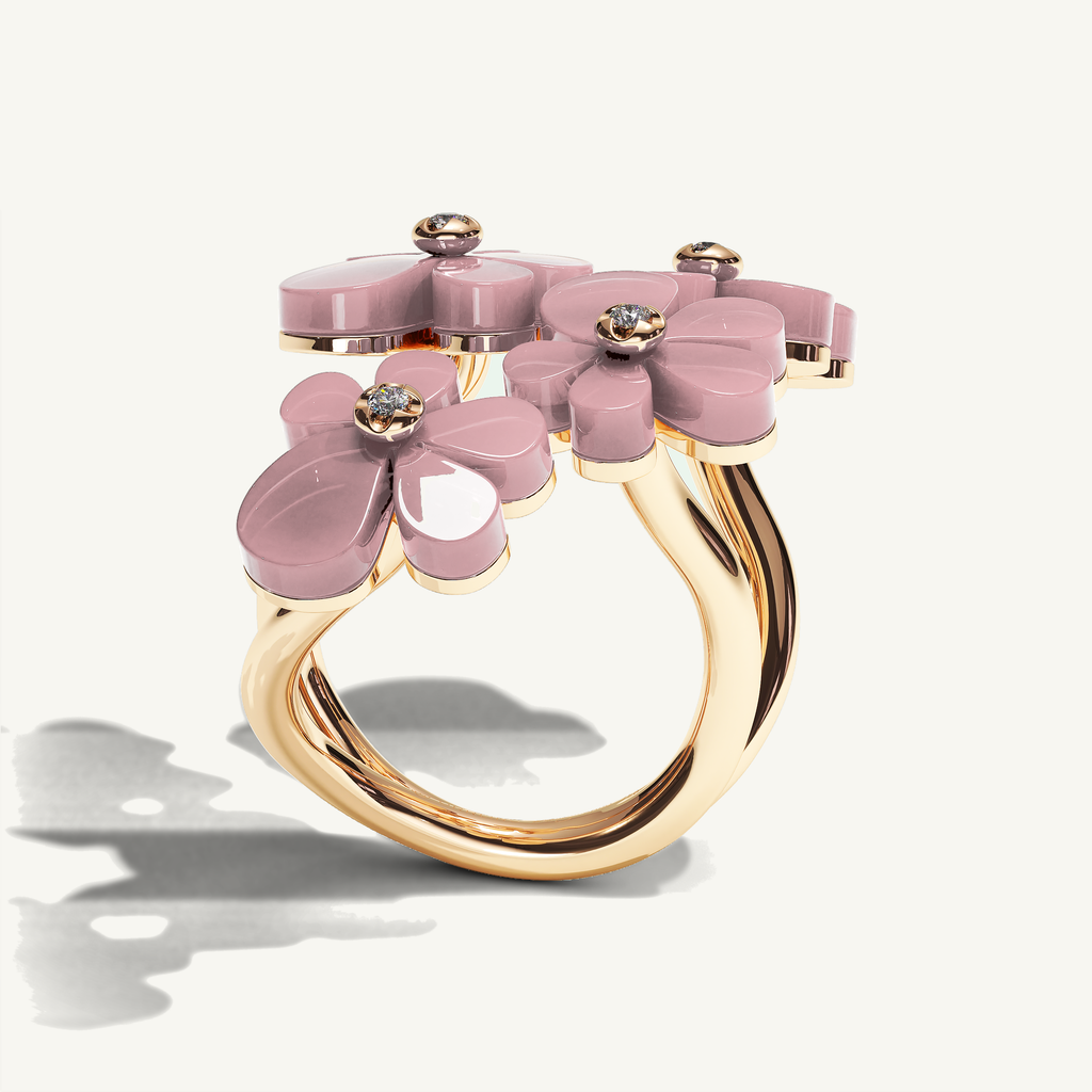 Gisela Rose Quartz Tetra Ring — view 3