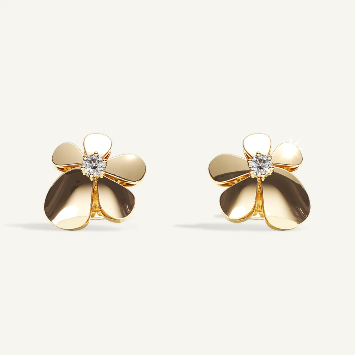 Gisela Diamond Flower Studs – Yellow Gold product view 2