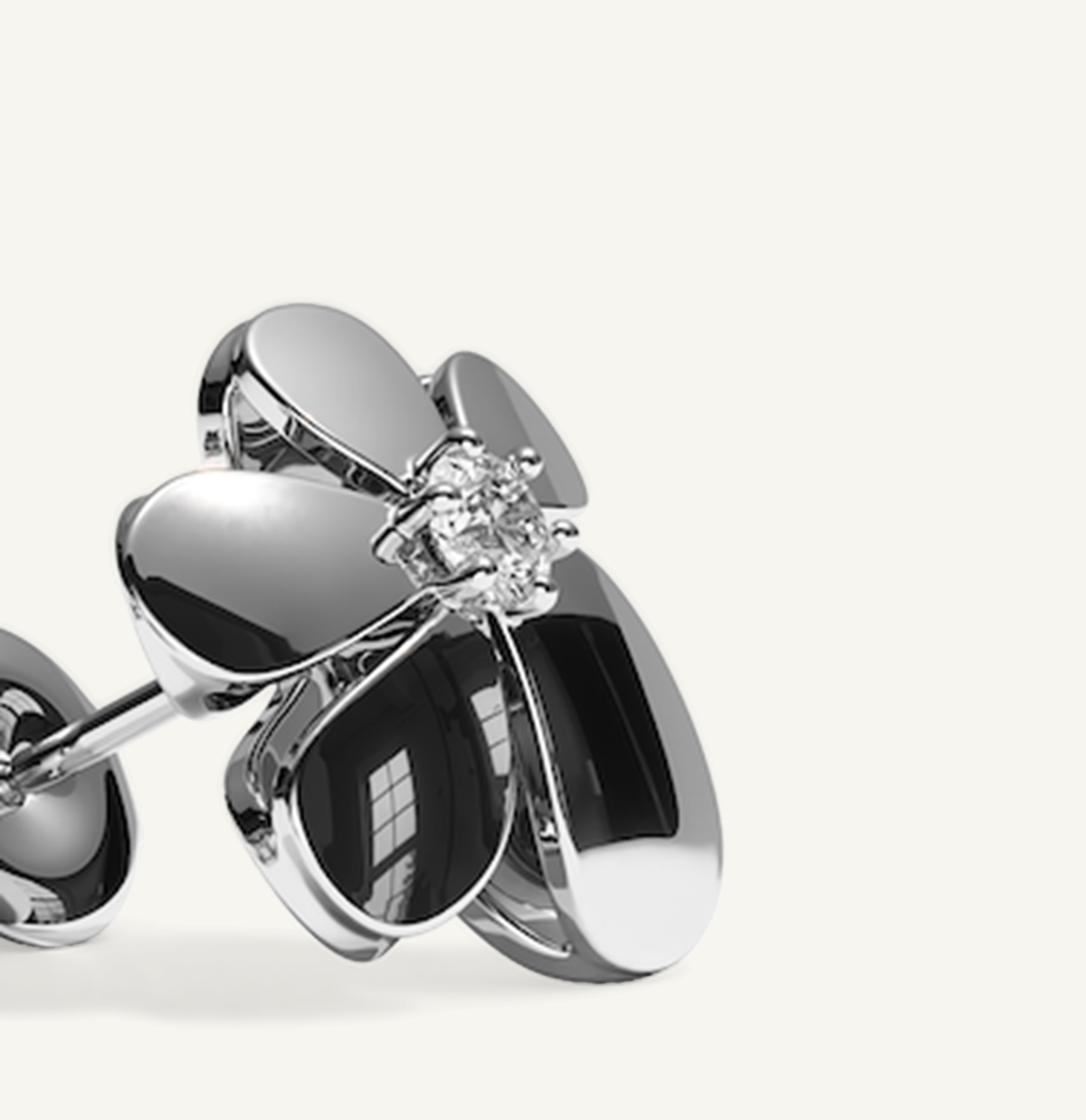 Gisela Diamond Flower Studs – White Gold product view 4
