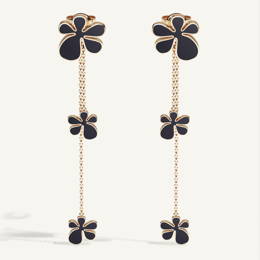 Gisela Enamel Chain Ear Pendants – Midnight Black product view 1