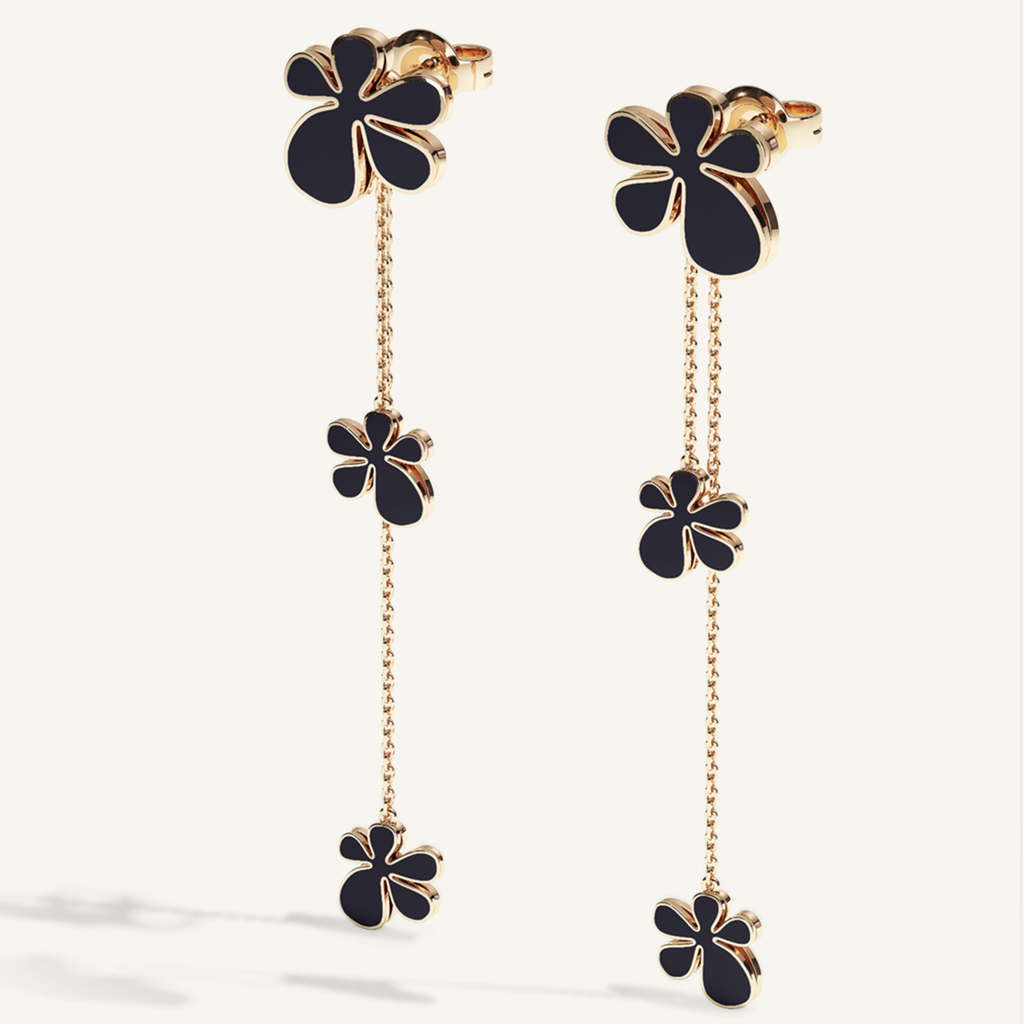 Gisela Enamel Chain Ear Pendants – Midnight Black product view 3
