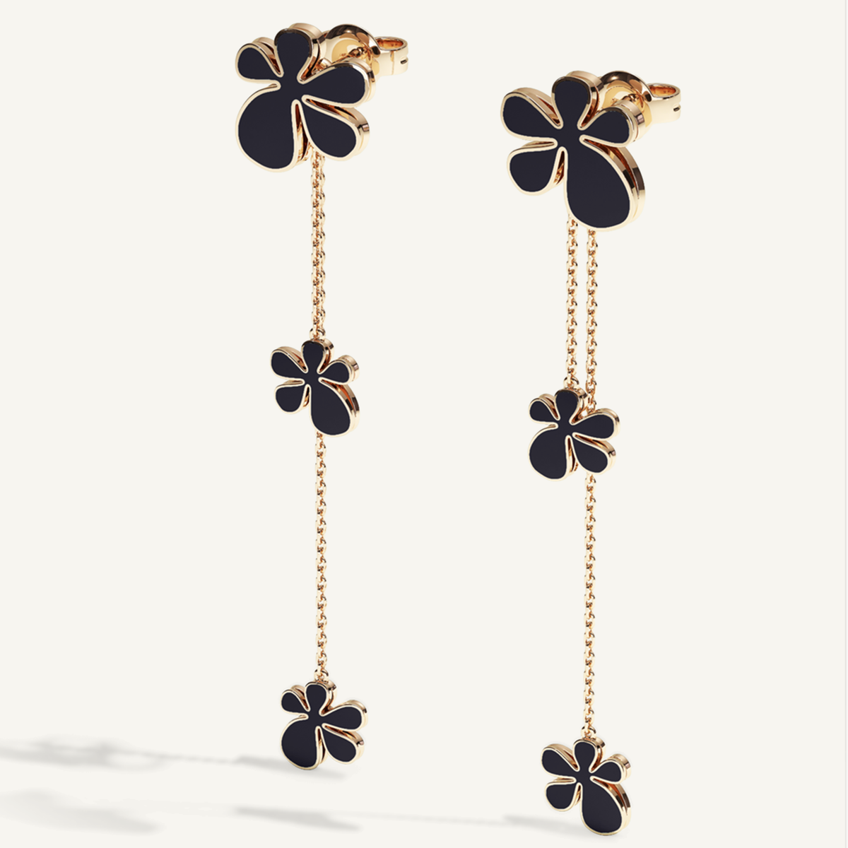 Gisela Enamel Chain Ear Pendants – Midnight Black product view 3
