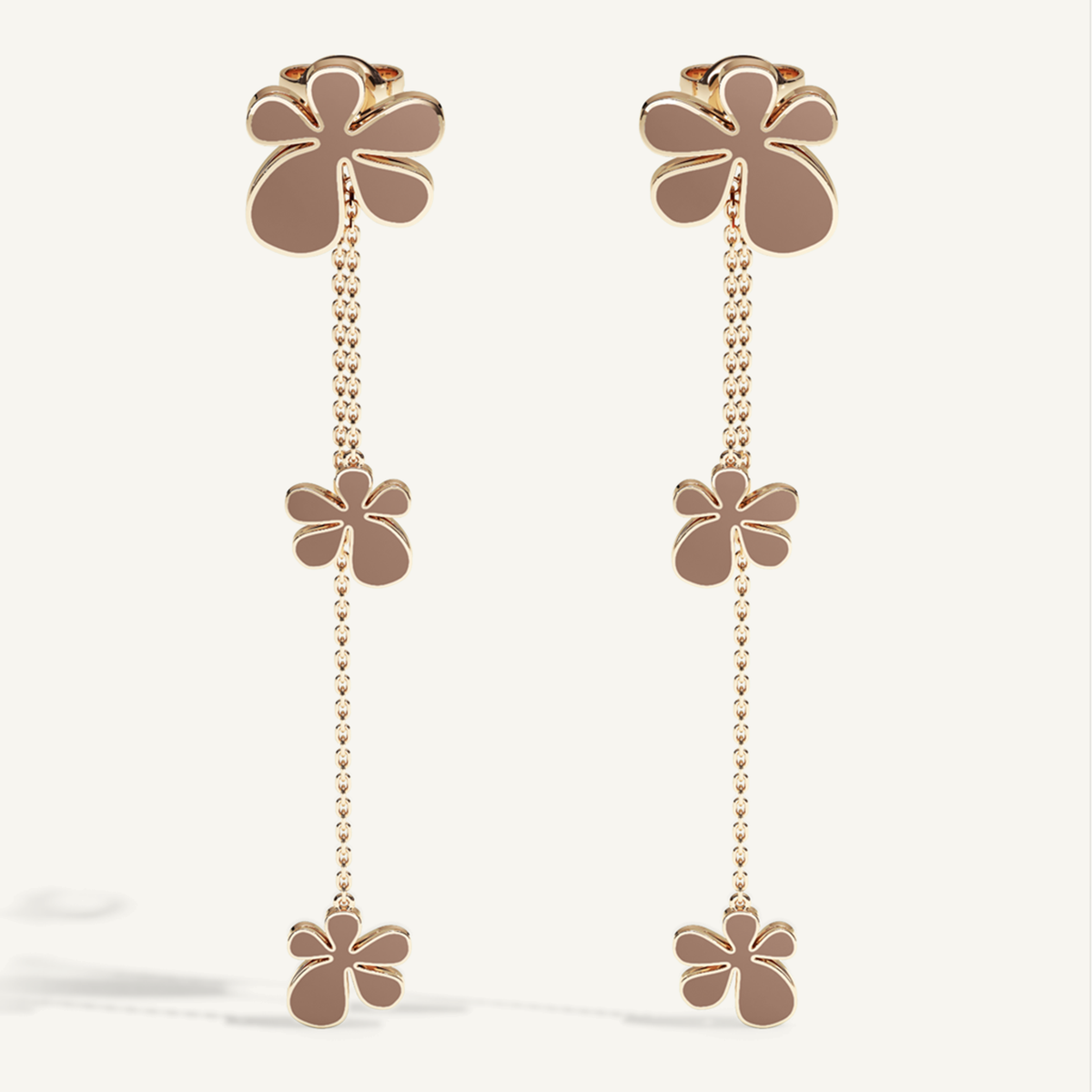 Gisela Enamel Chain Ear Pendants – Mocca Brown product view 1