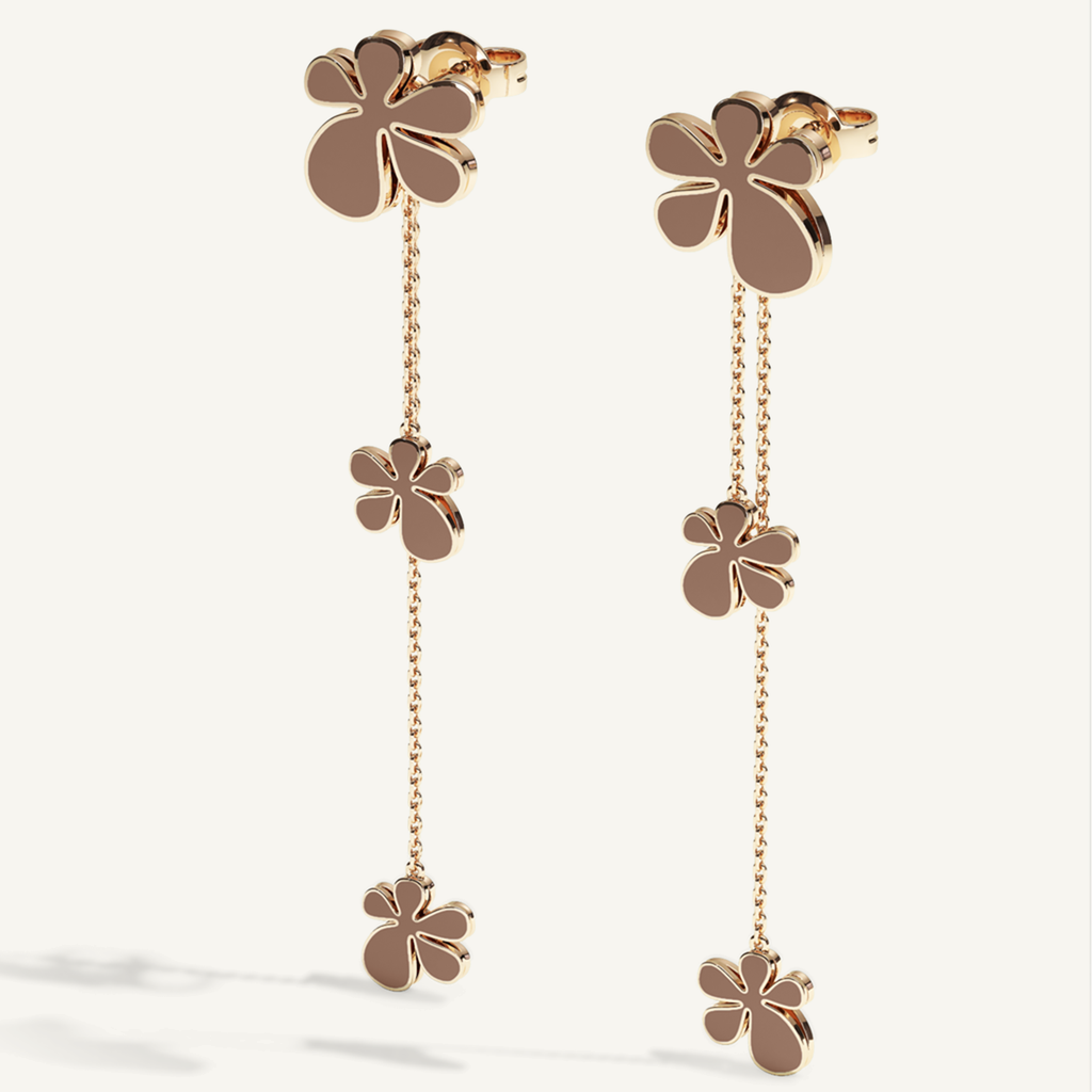 Gisela Enamel Chain Ear Pendants – Mocca Brown product view 3