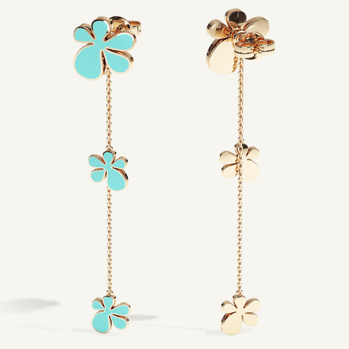 Gisela Enamel Chain Ear Pendants – Electric Turquoise product view 2