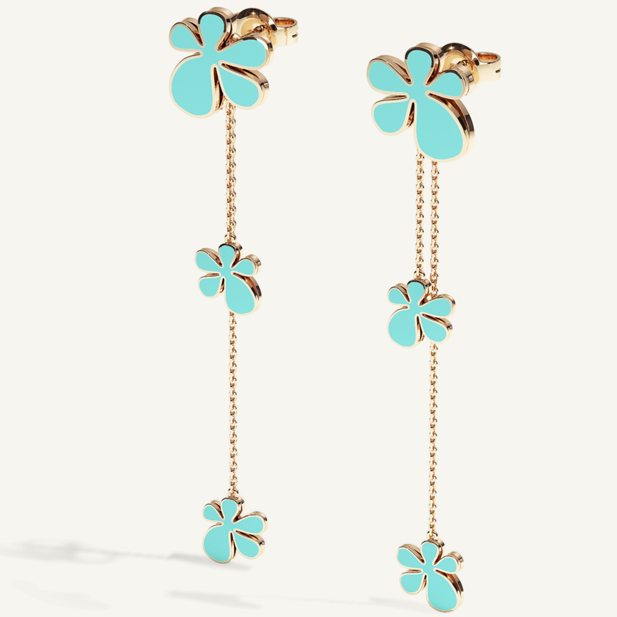 Gisela Enamel Chain Ear Pendants – Electric Turquoise product view 3
