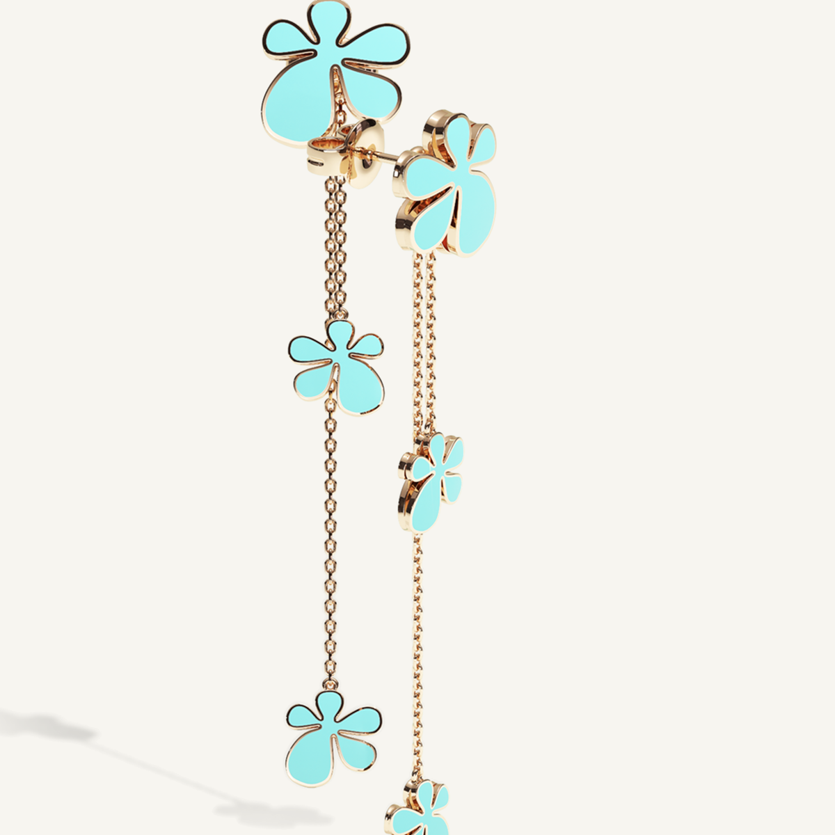 Gisela Enamel Chain Ear Pendants – Electric Turquoise product view 4