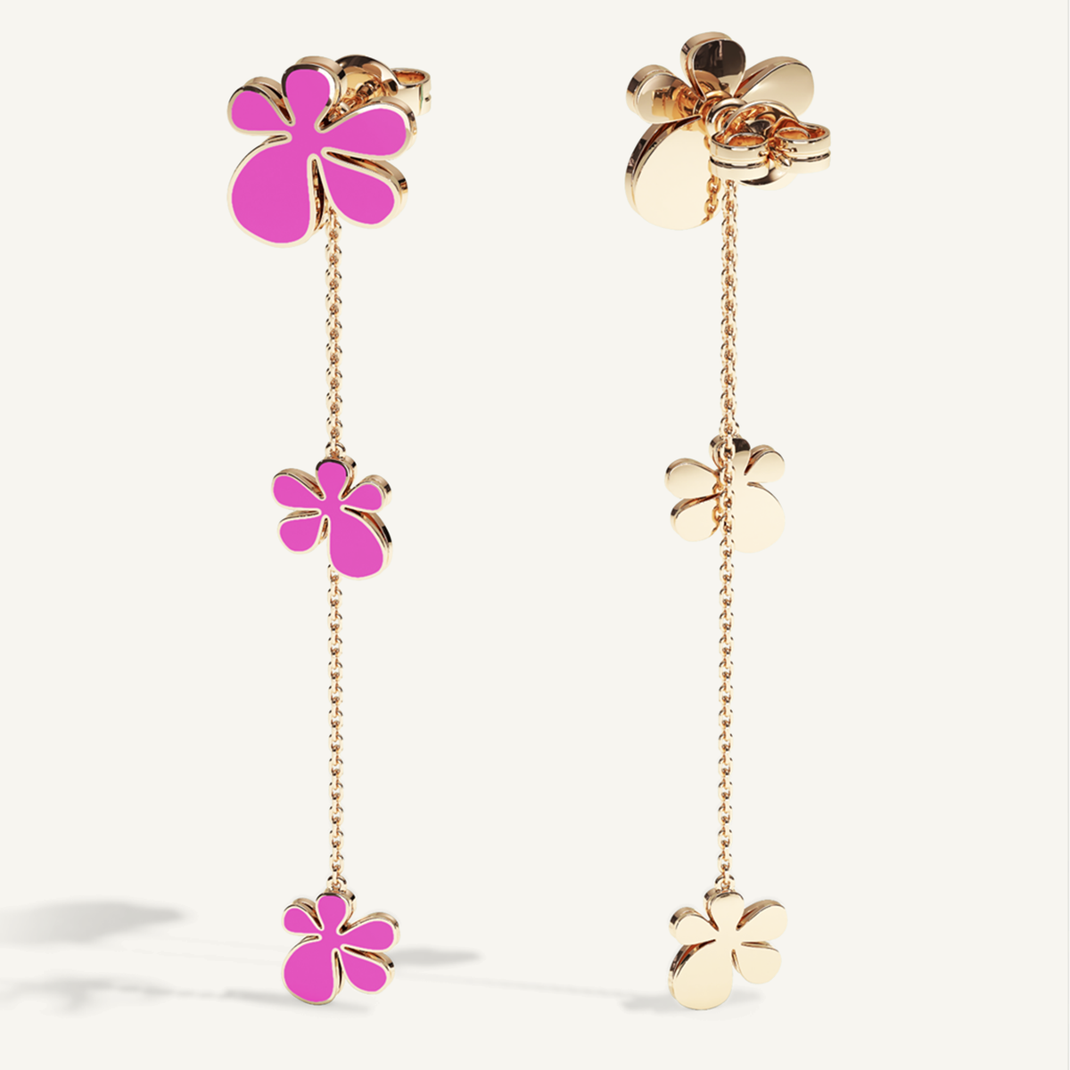 Gisela Enamel Chain Ear Pendants – Hot Pink product view 2