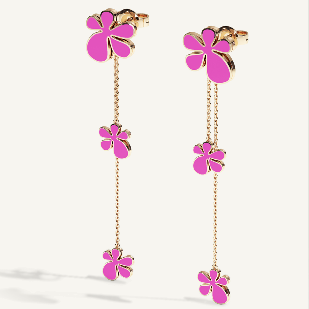 Gisela Enamel Chain Ear Pendants – Hot Pink product view 3