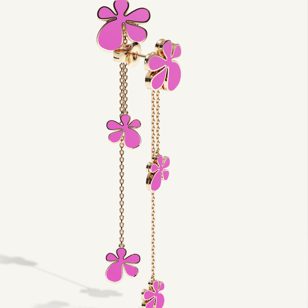 Gisela Enamel Chain Ear Pendants – Hot Pink product view 4