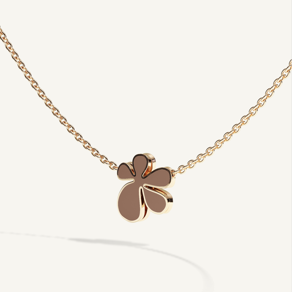 Gisela Enamel Solitaire Necklace – Mocca Brown product view 3