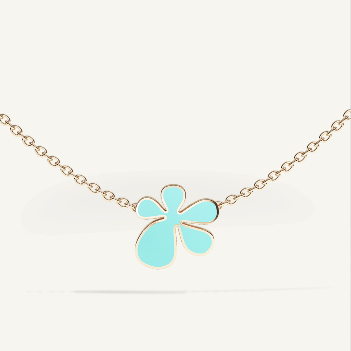 Gisela Enamel Solitaire Necklace – Electric Turquoise product view 1