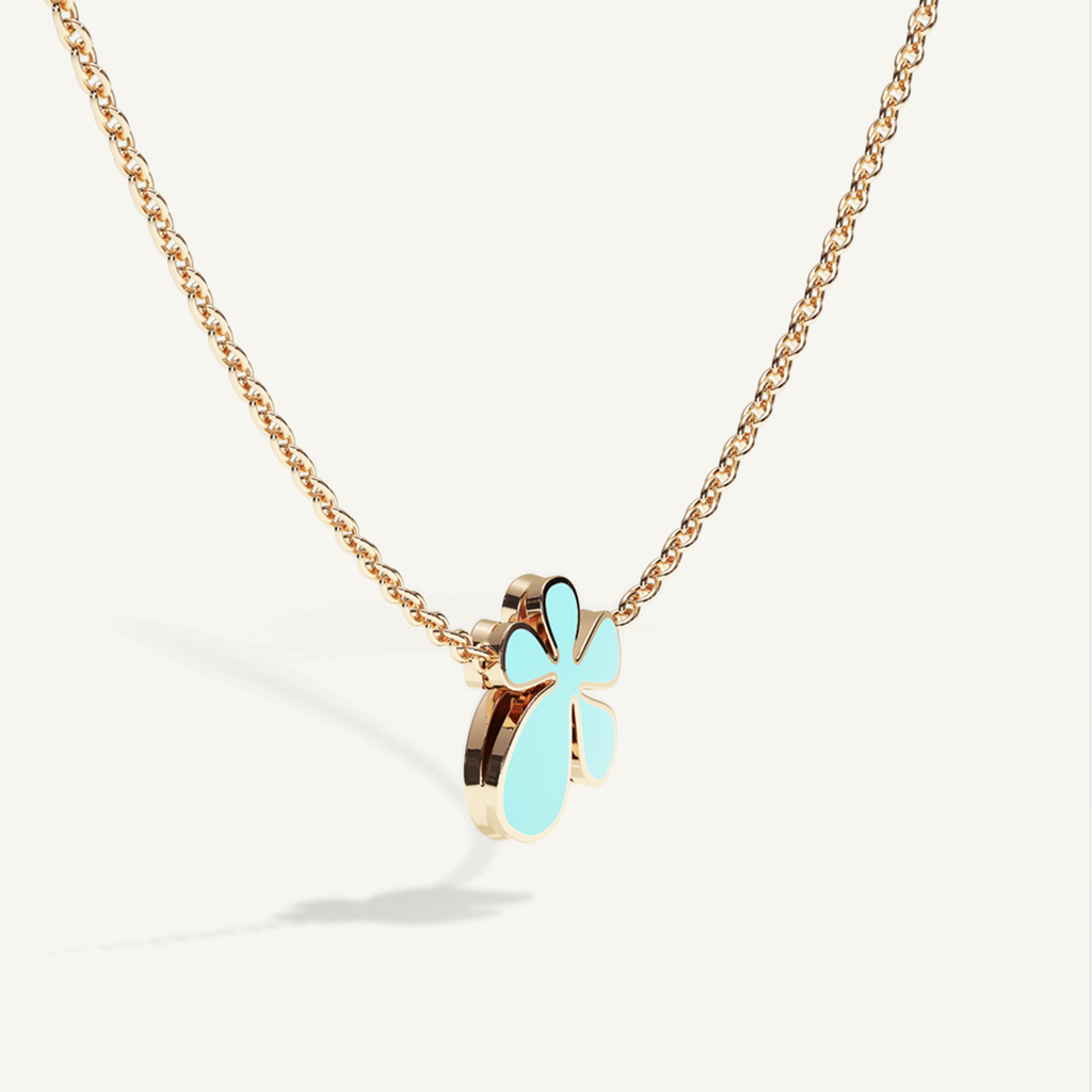 Gisela Enamel Solitaire Necklace – Electric Turquoise product view 2