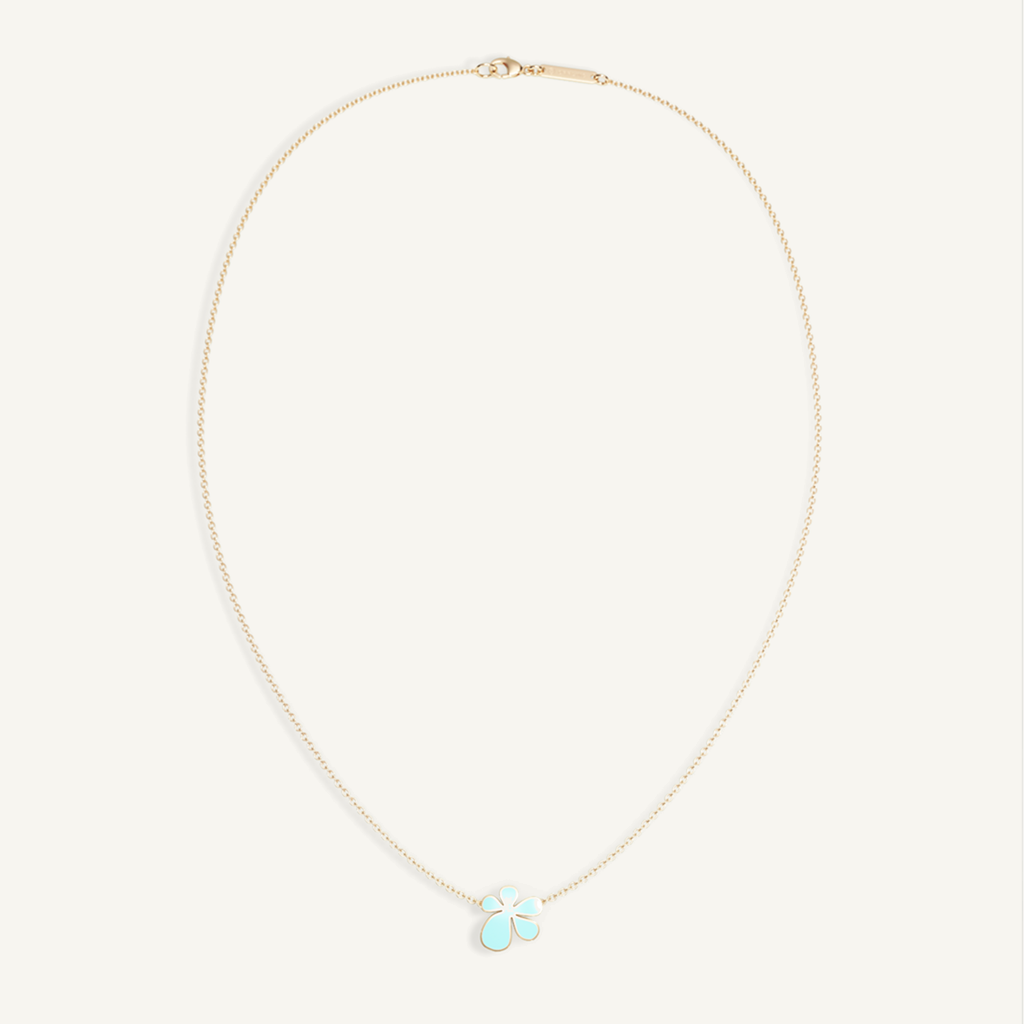 Gisela Enamel Solitaire Necklace – Electric Turquoise product view 4