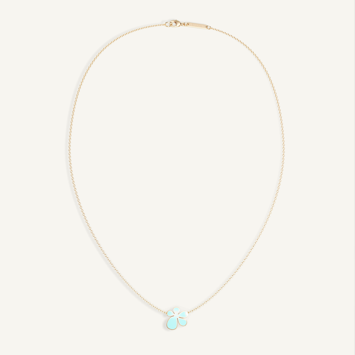 Gisela Enamel Solitaire Necklace – Electric Turquoise product view 4