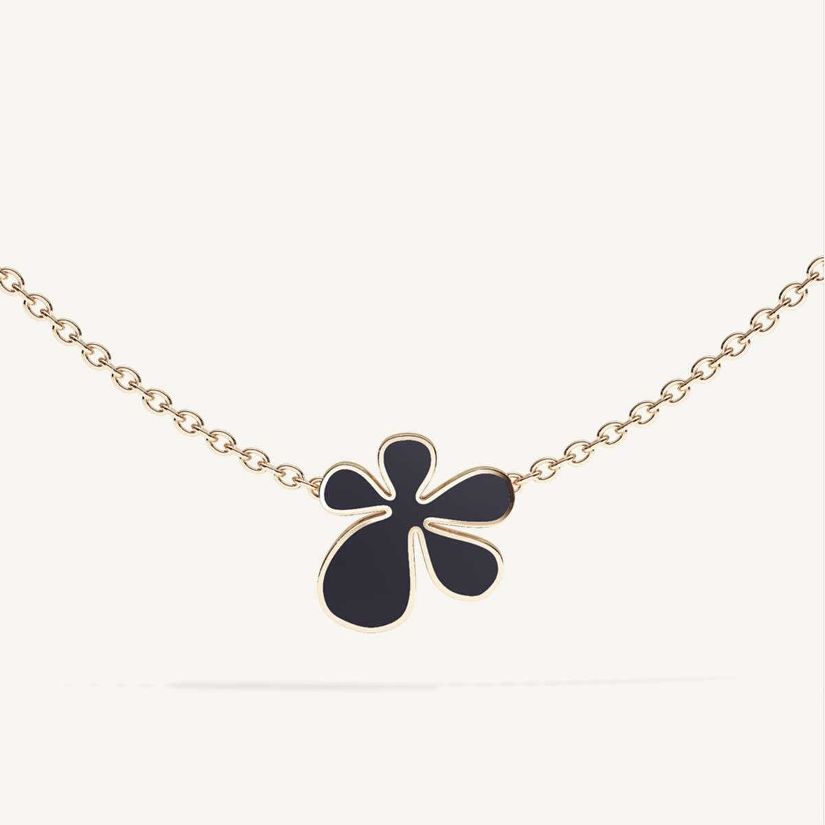 Gisela Enamel Solitaire Necklace – Midnight Black product view 1