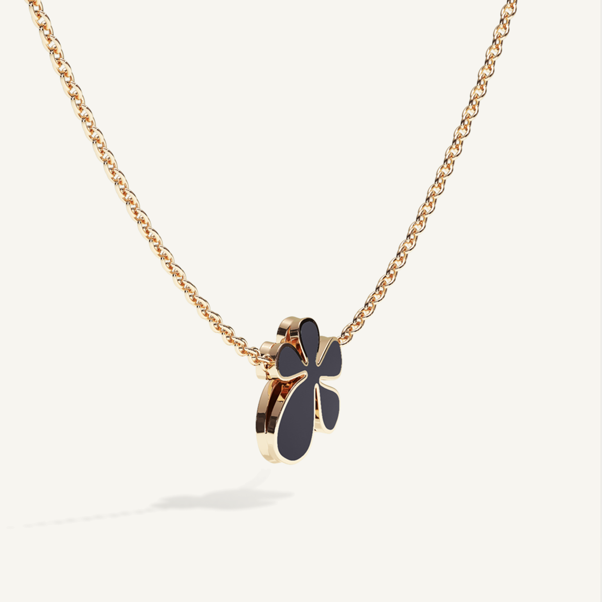 Gisela Enamel Solitaire Necklace – Midnight Black product view 2