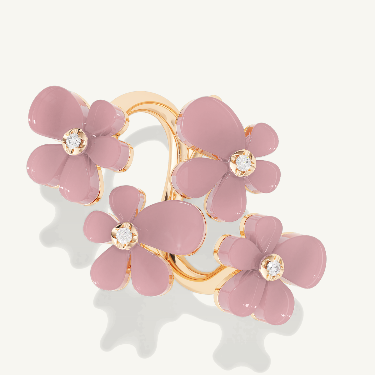Gisela Rose Quartz Tetra Ring