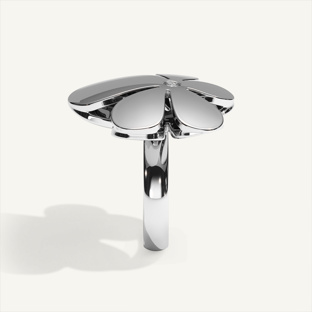 Gisela Grand Flower Ring – White Gold product view 2