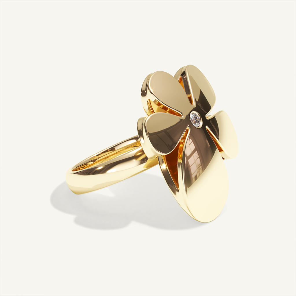 Gisela Grand Flower Ring – Yellow Gold product view 2
