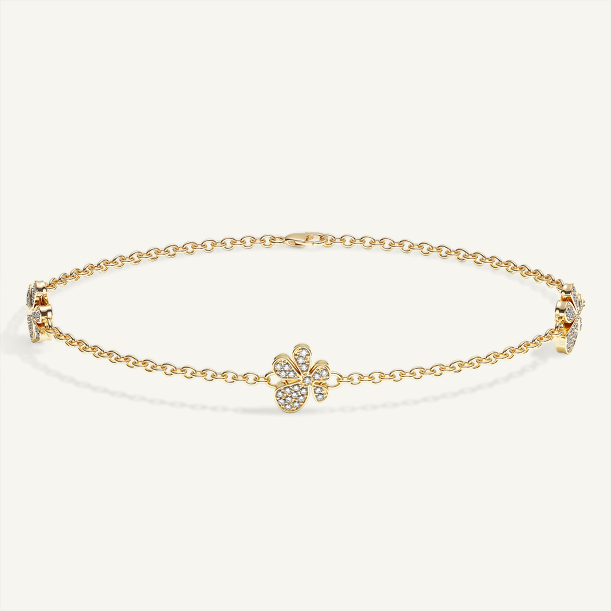 Gisela Pavé Flower Bracelet – Yellow Gold product view 1