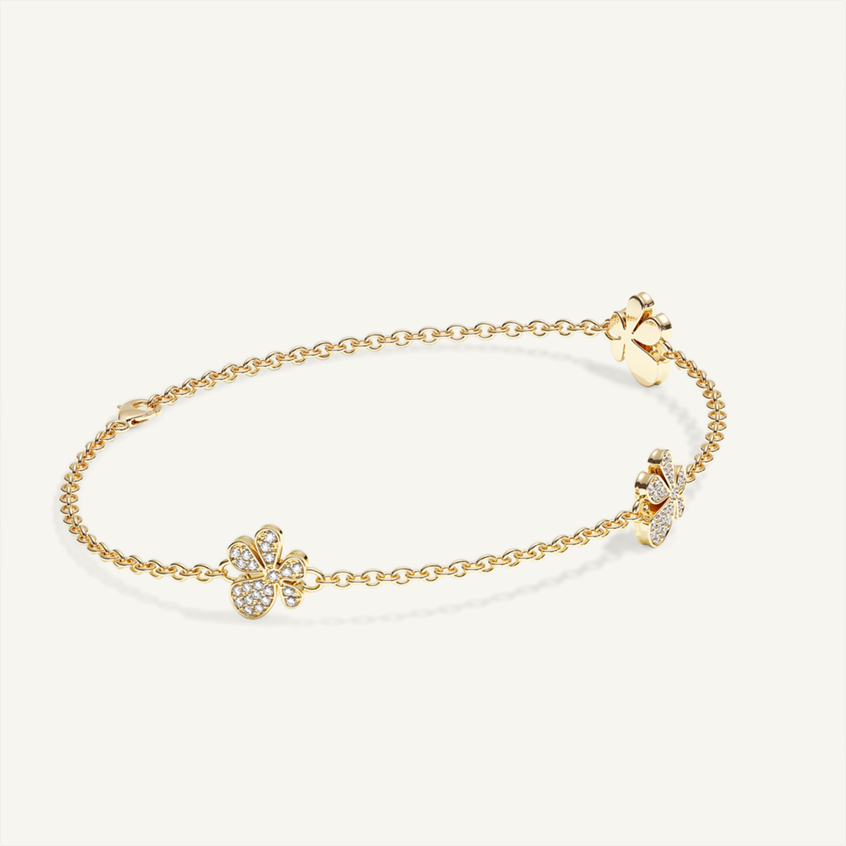 Gisela Pavé Flower Bracelet – Yellow Gold product view 2