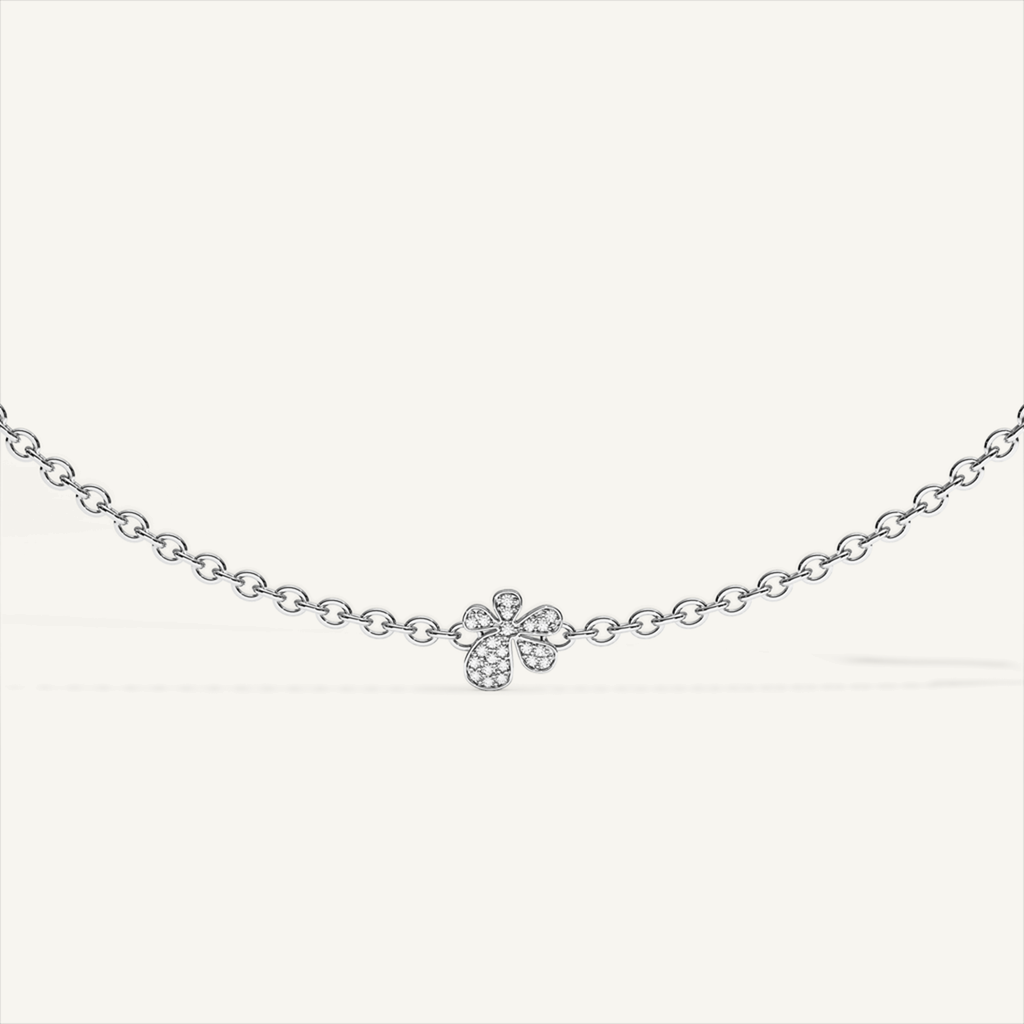 Gisela Pavé Flower Necklace – White Gold product view 3