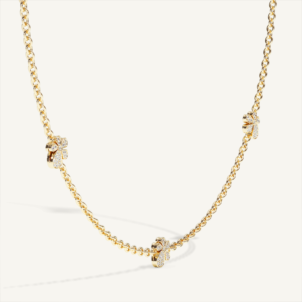 Gisela Pavé Flower Necklace – Yellow Gold product view 3