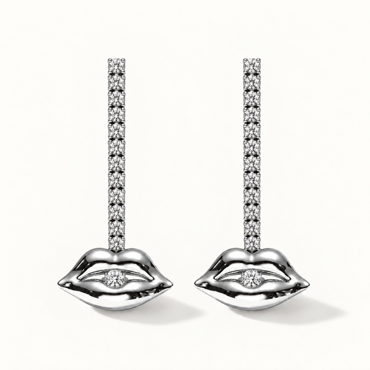 Grand Diamond Bite Chandelier – white gold pair, full view