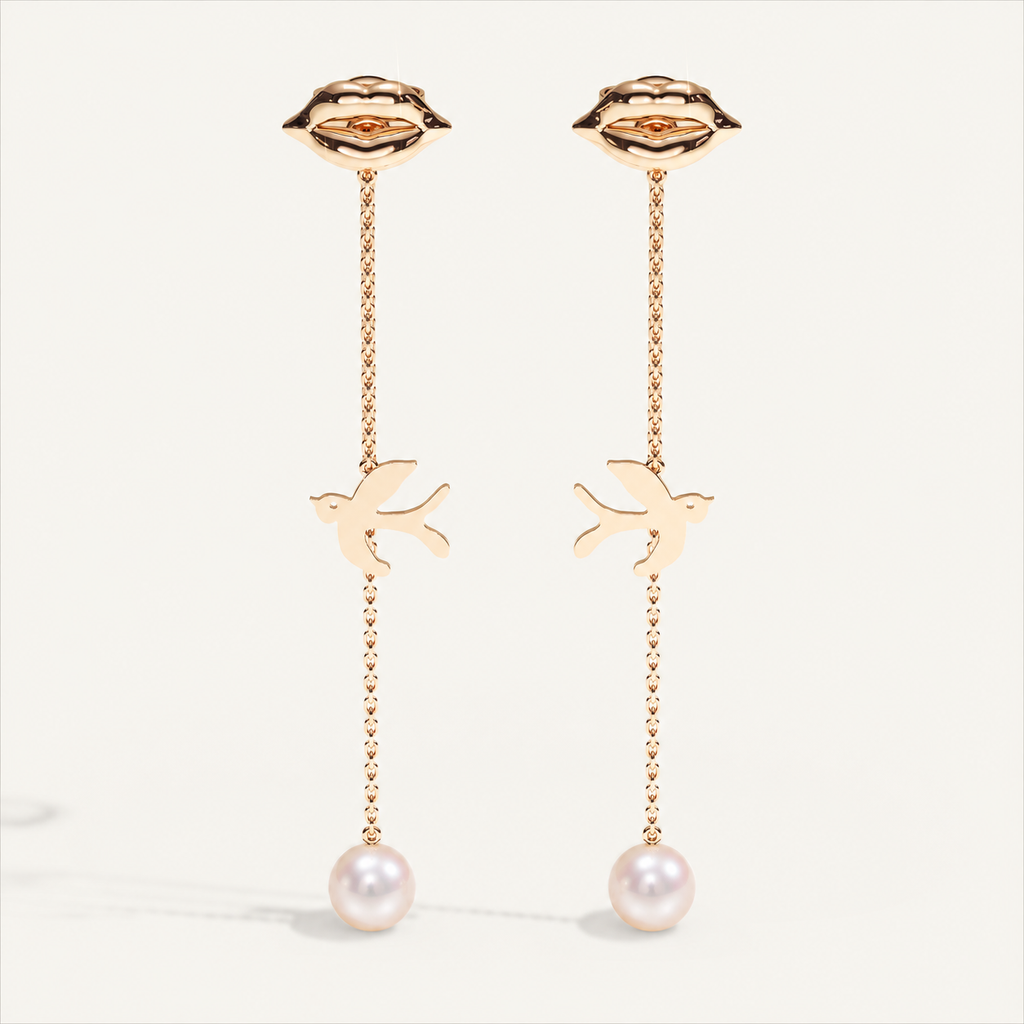 V-Zone Little Nomad Chain Ear Pendants — Akoya pearls, view-0