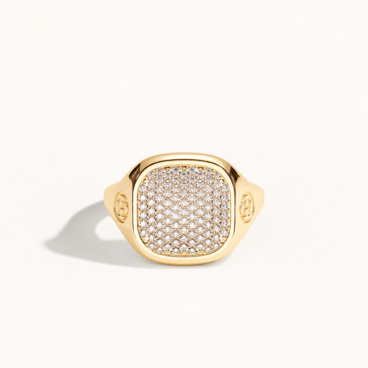 MONOGRAM SIGNET PAVÉ RING – DIAMOND, YELLOW GOLD