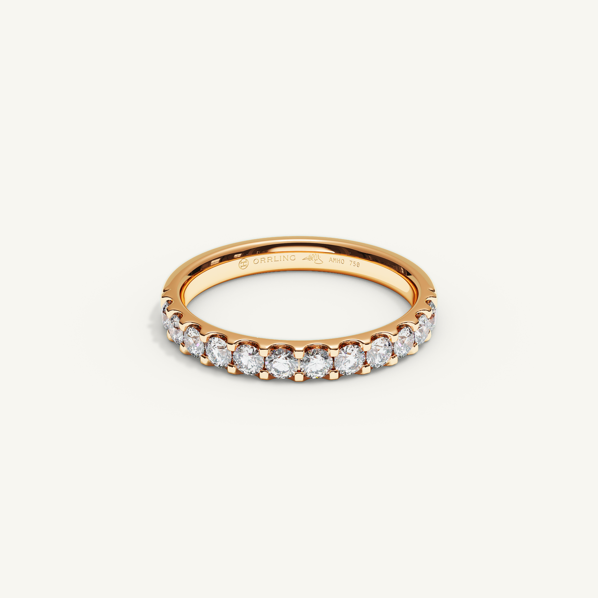 MONTE M25 3 mm Half Eternity Ring, 18K rose gold, view 1