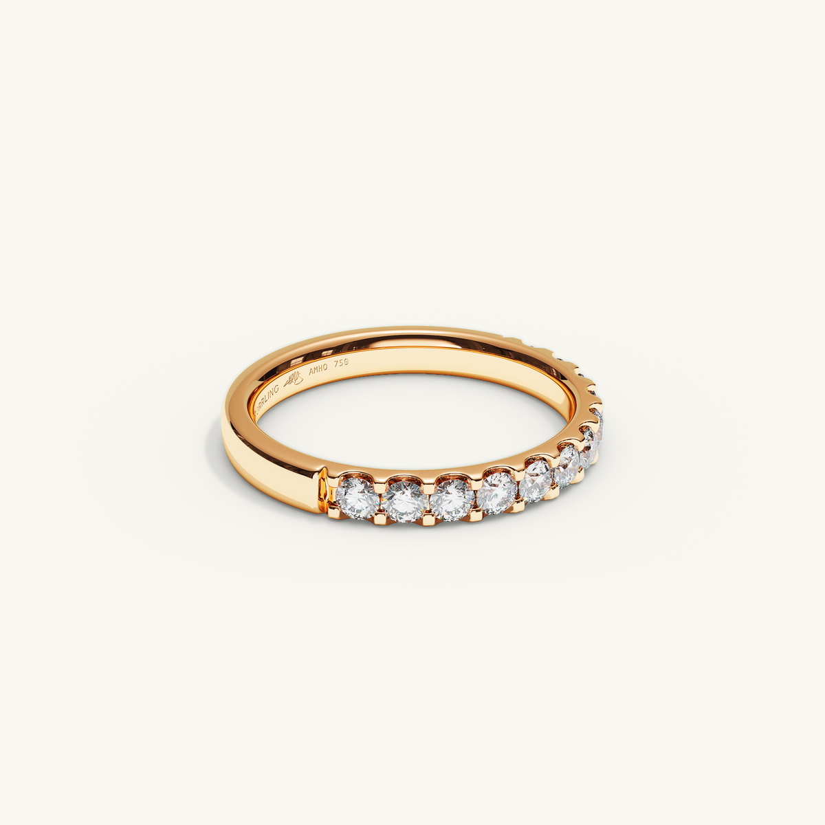 MONTE M25 3 mm Half Eternity Ring, 18K rose gold, view 2