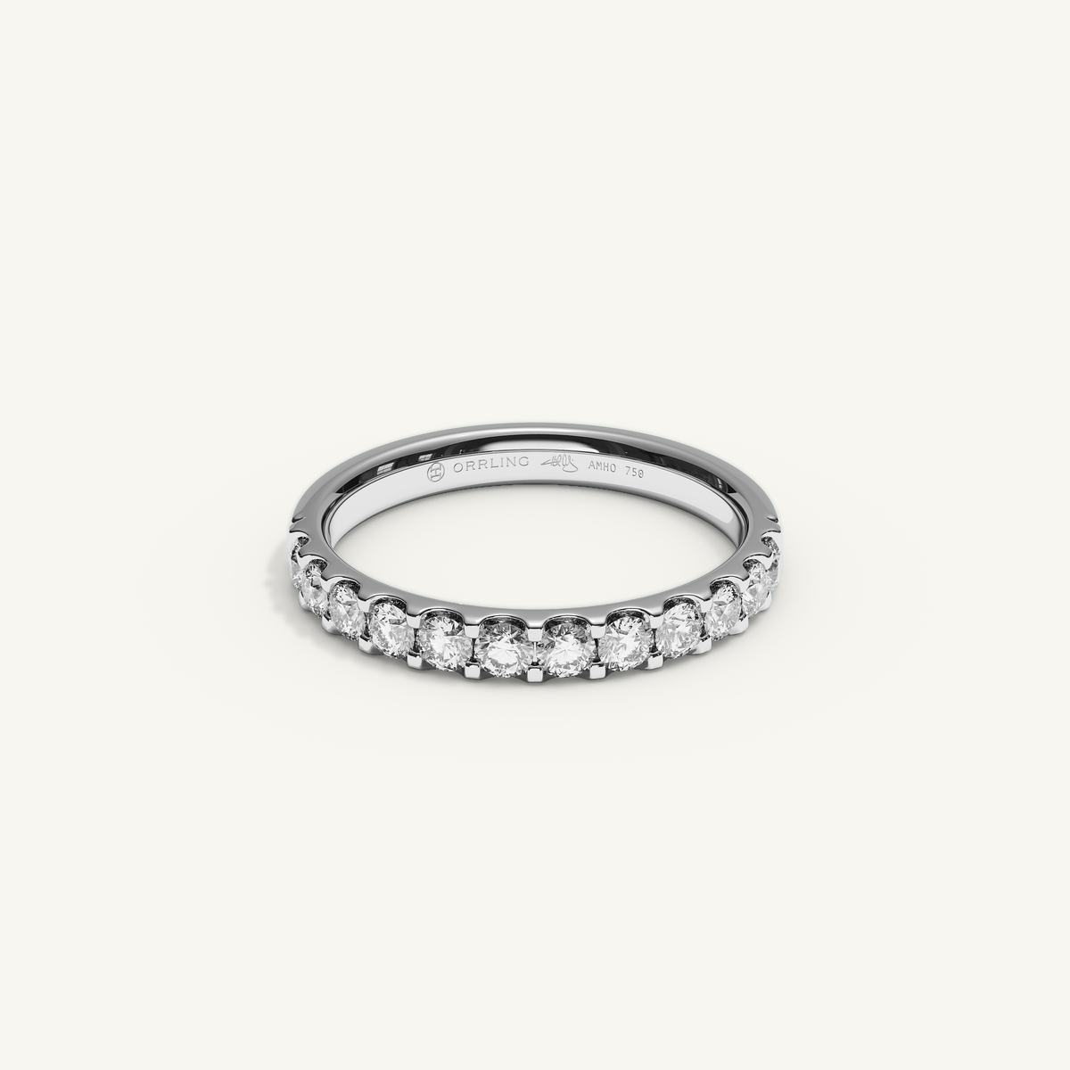 MONTE M25 3 mm Half Eternity Ring, 18K white gold, view 1